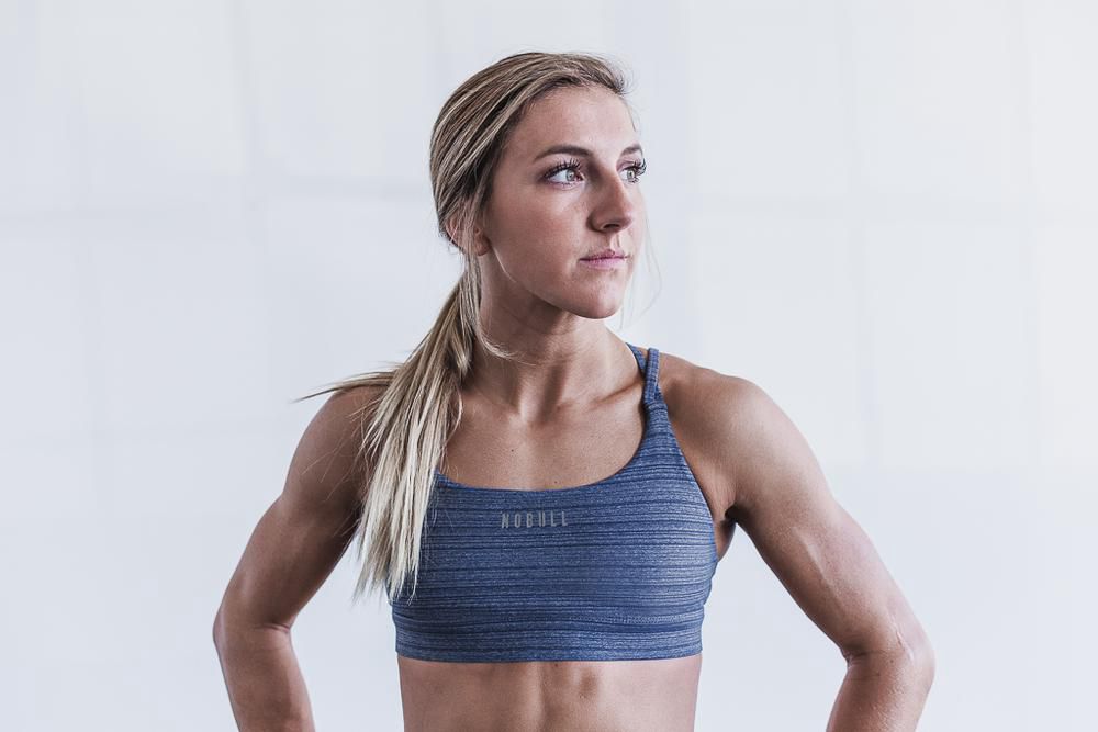 NOBULL Women's Sports Bras - Heather Navy Stripe - Ireland (2467CEKOY)